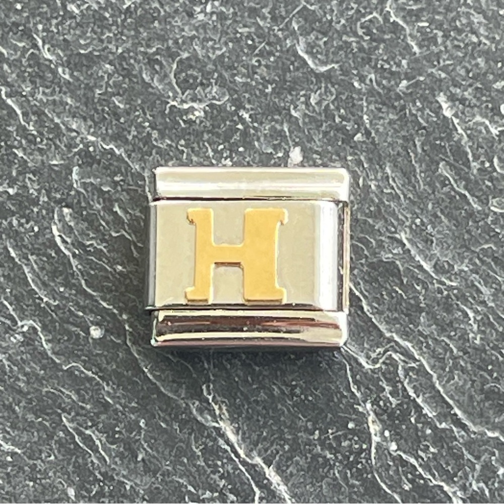 Zoppini stainless steel and Gold 'H' Charm link